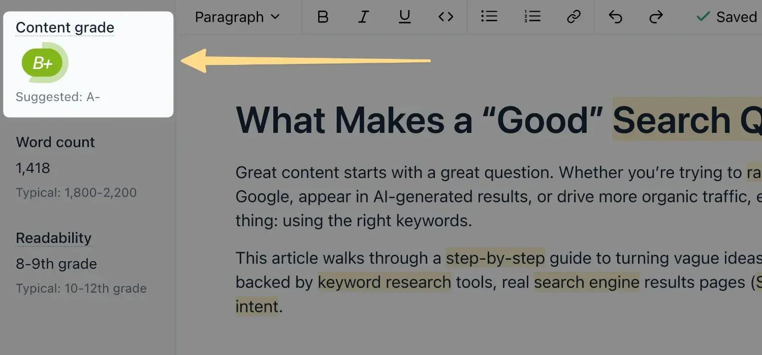 Clearscope content editor interface