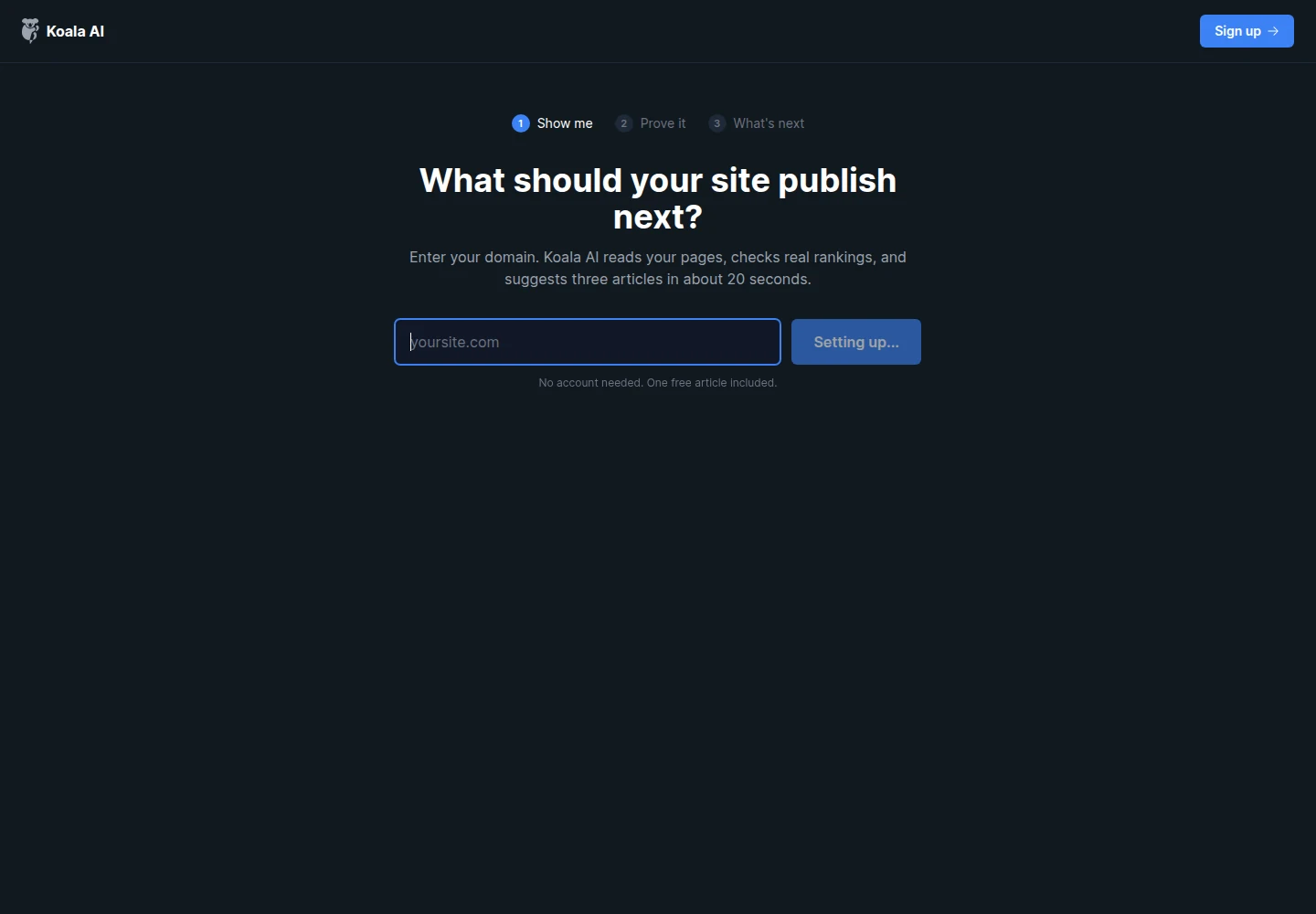 Koala AI public product demo interface