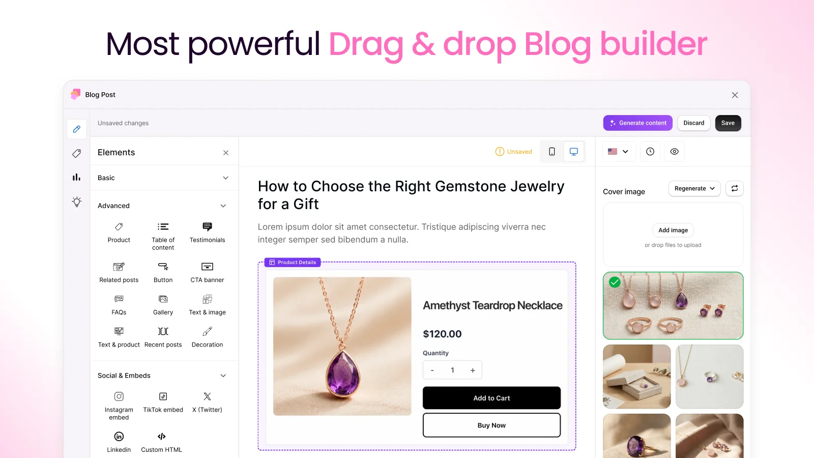 vevy Shopify article editor interface