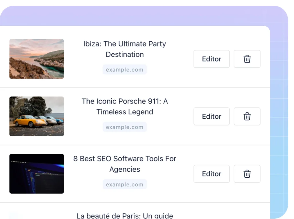WPAutoBlog generated article list interface